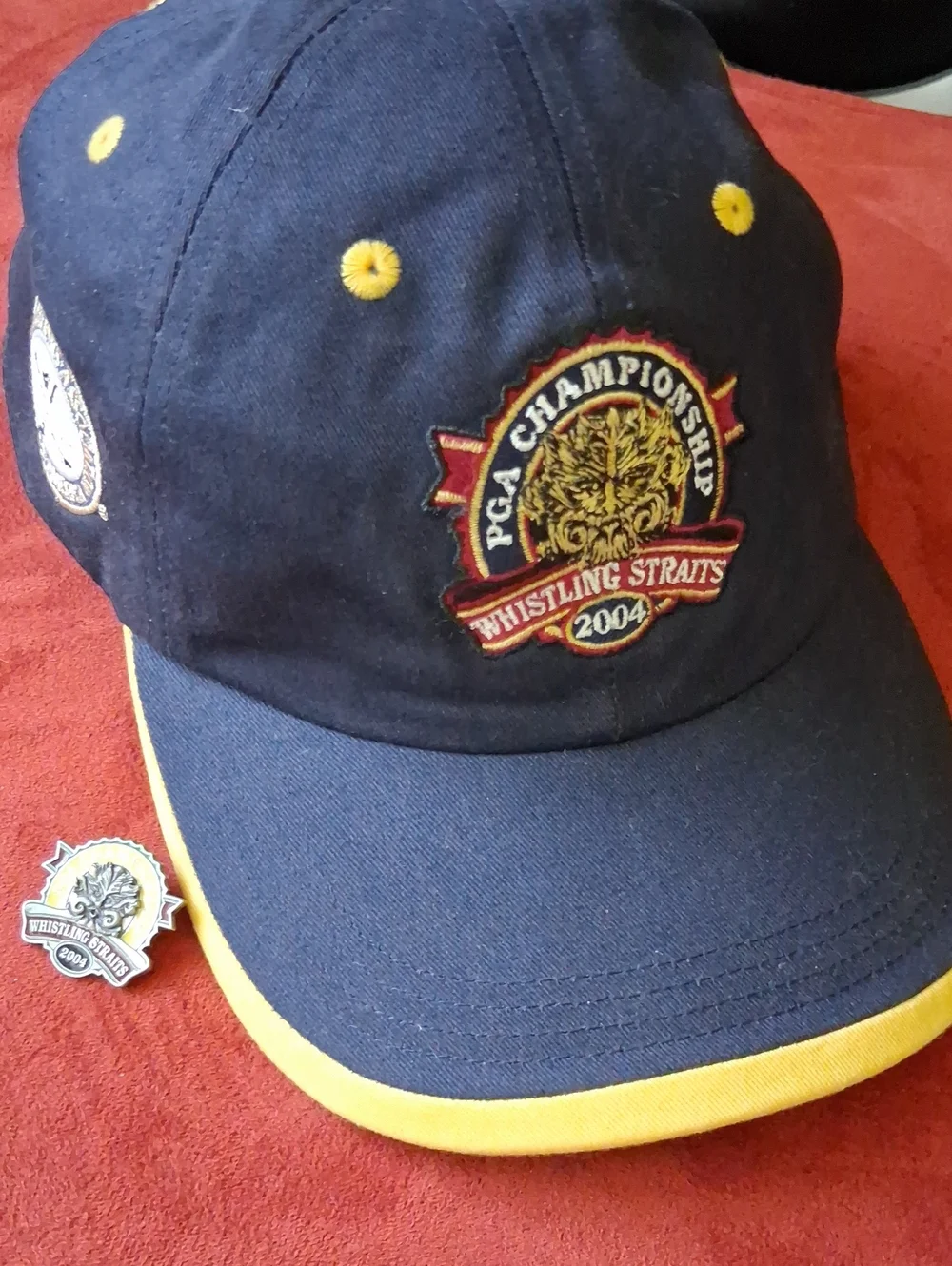 Whistling Straits 2004 Navy & Yellow PGA Championship Golf Cap and Pin